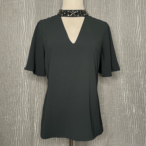 Ann Taylor beaded neck cutout blouse - Picture 4 of 10